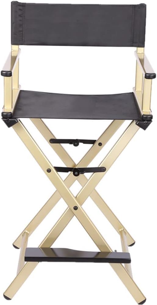 Black Aluminum Folding Makeup Artist Chair with Footrest S648433