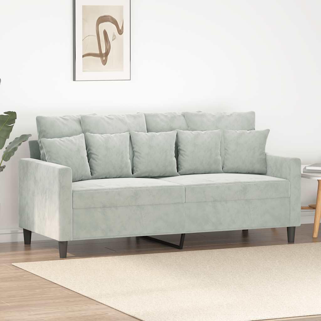 Light Gray Velvet 2-Seater Loveseat Sofa S67644