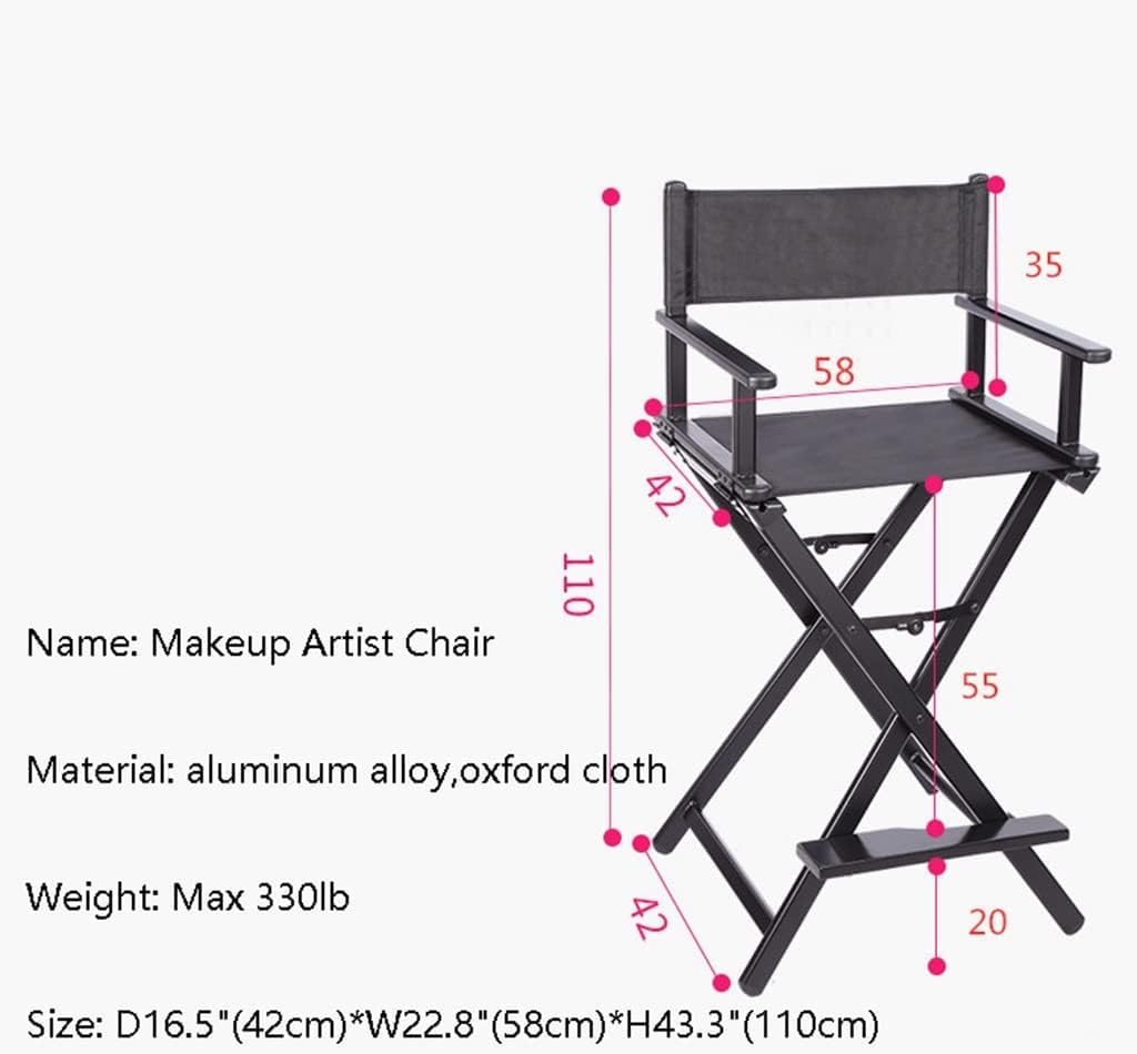 Black Aluminum Folding Makeup Artist Chair with Footrest S648433