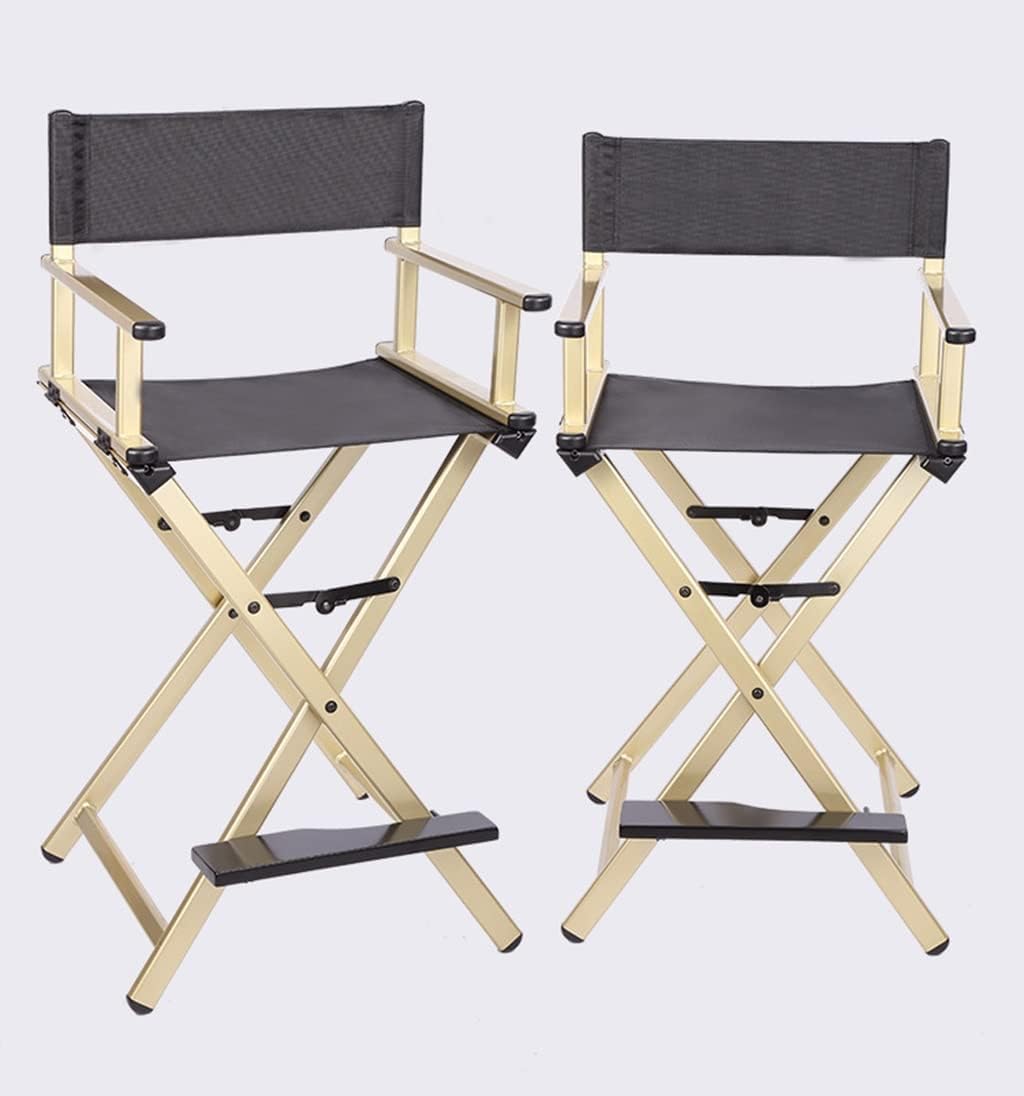 Black Aluminum Folding Makeup Artist Chair with Footrest S648433