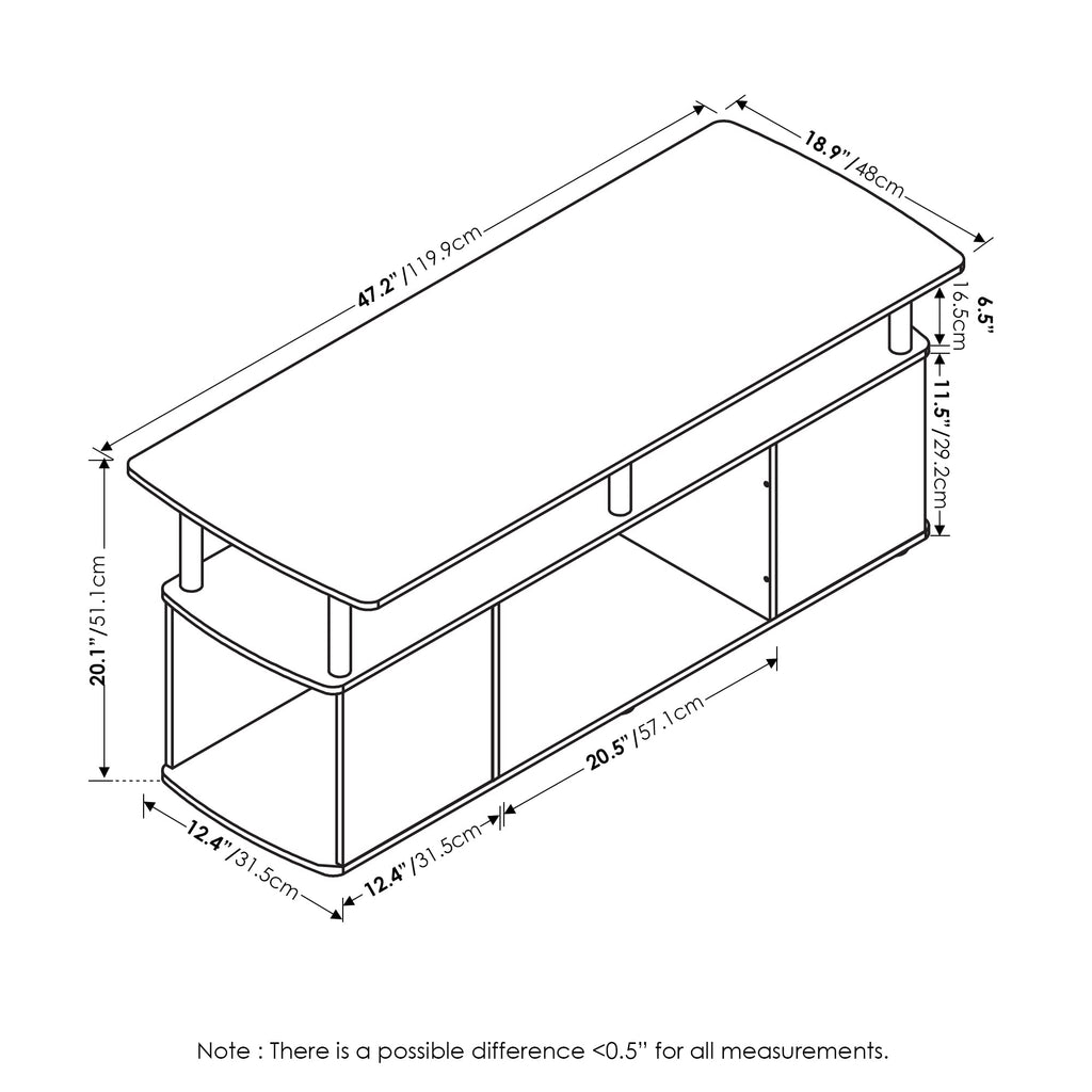 3-Tier TV Stand with Open Shelf up to 50 Inch F73489