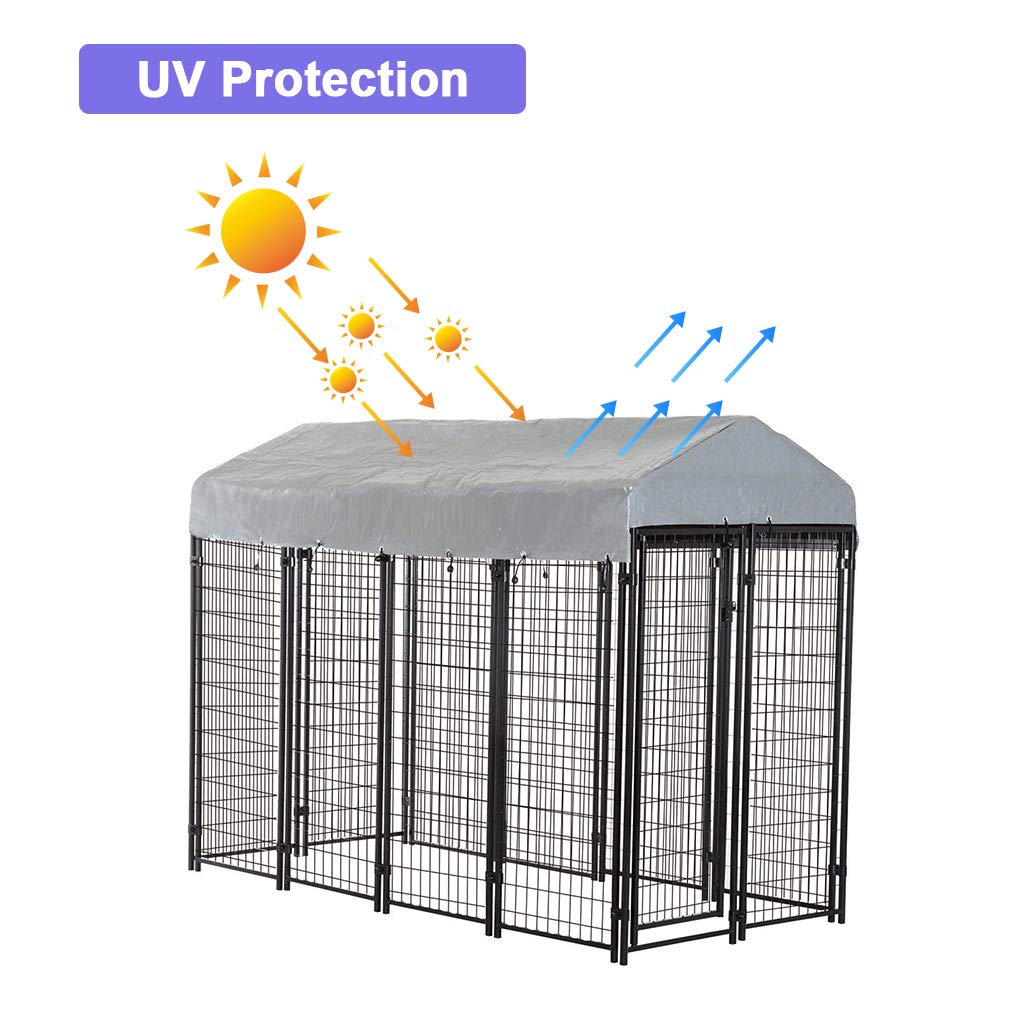 8'x4'x6' Heavy Duty Galvanized Metal Dog Kennel Z315