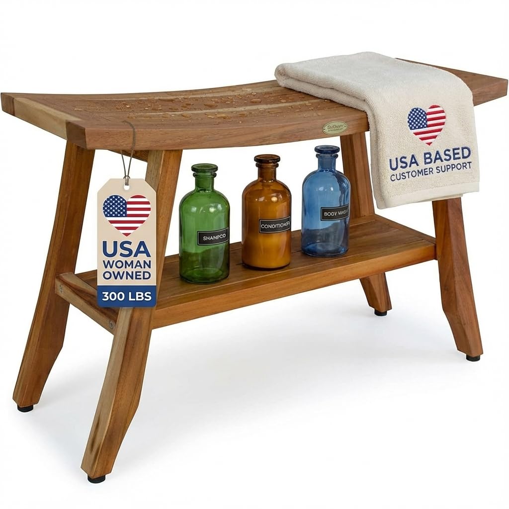 34-Inch Natural Teak Shower Bench B1773