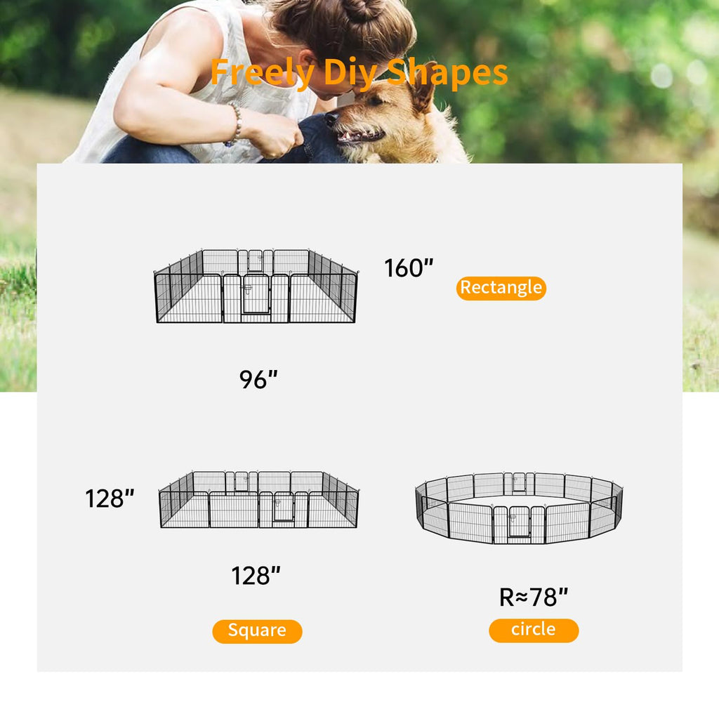 16 Panel 24 Inch Black Metal Dog Playpen G287475