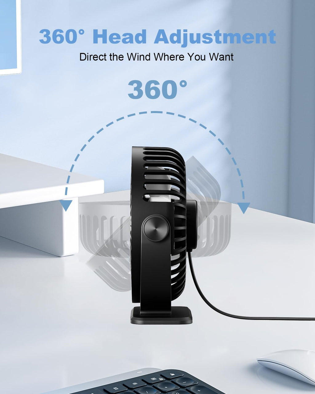 Black 2 Pack USB Powered Mini Desk Fan Z949