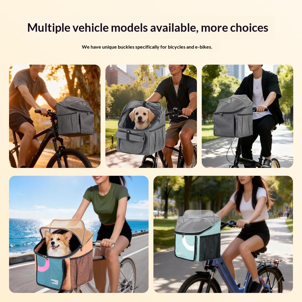 Expandable Soft-Sided Pet Bike Basket with Breathable Mesh S83767