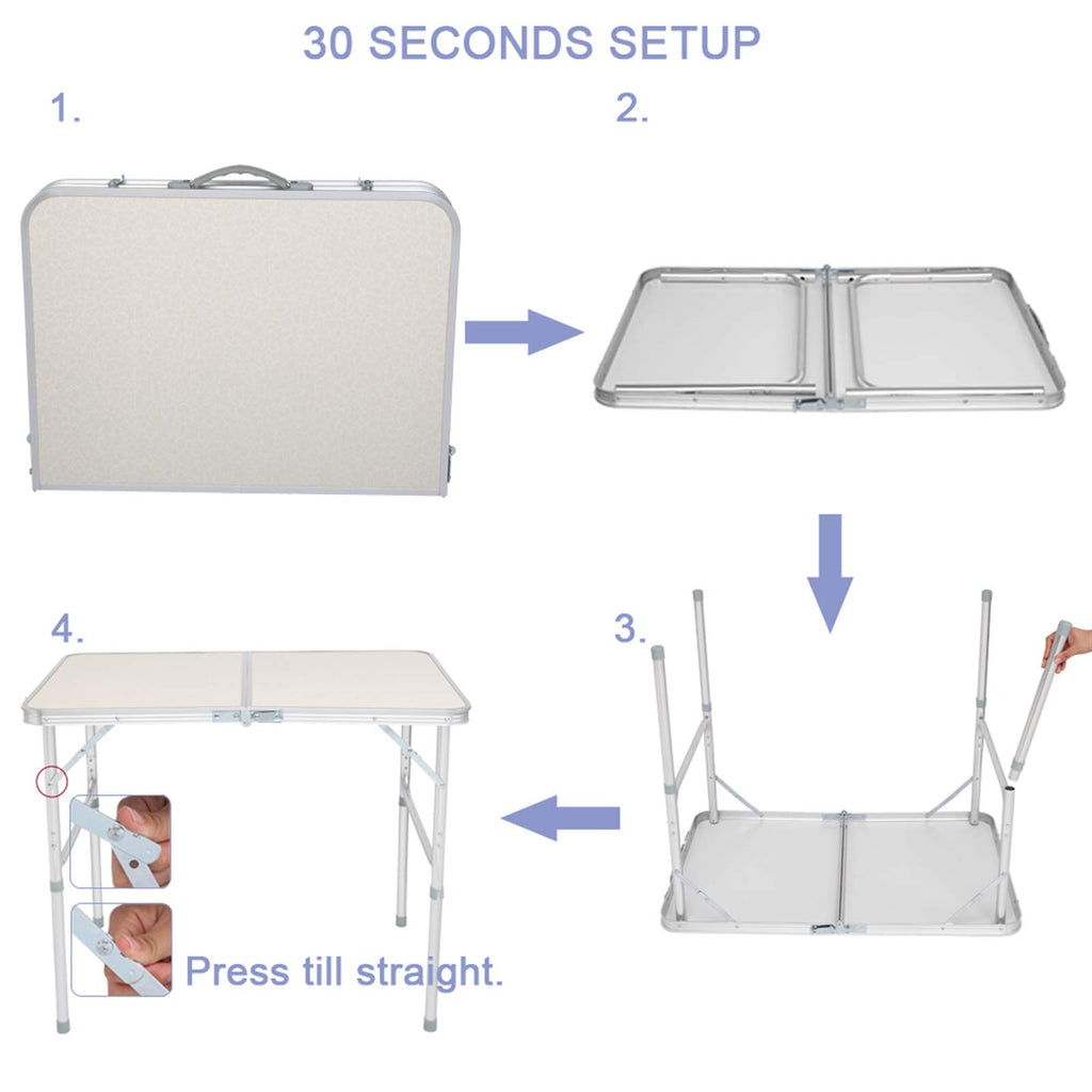 Folding Picnic Table 3FT Portable Camping Table White T203744