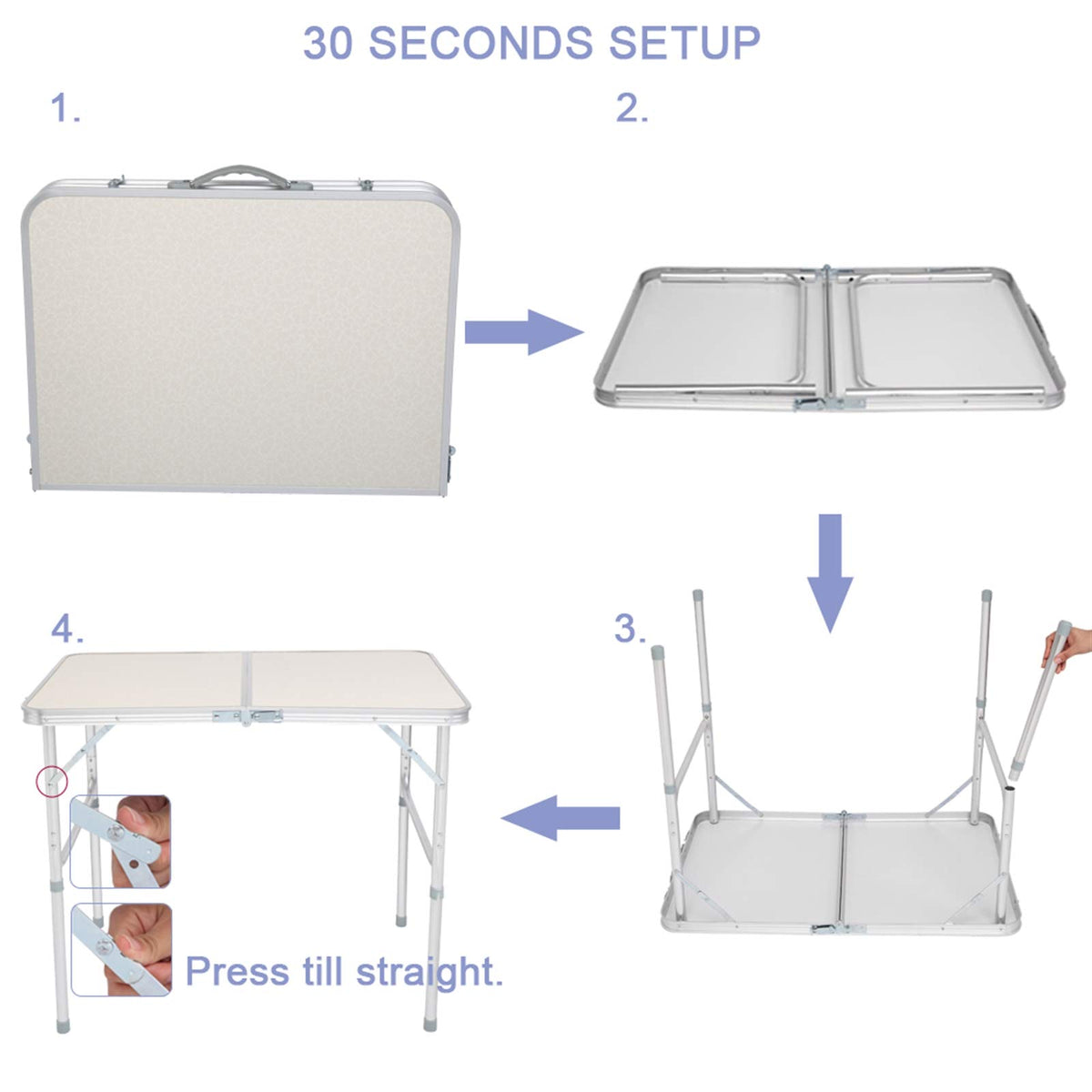 Folding Picnic Table 3FT Portable Camping Table White T203744