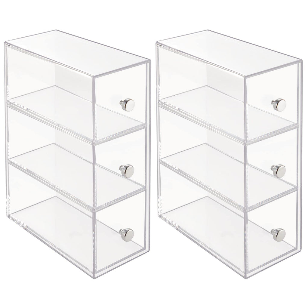 Clear 3 Drawer Plastic Stackable Desktop Organizer, 2 Pack M966274