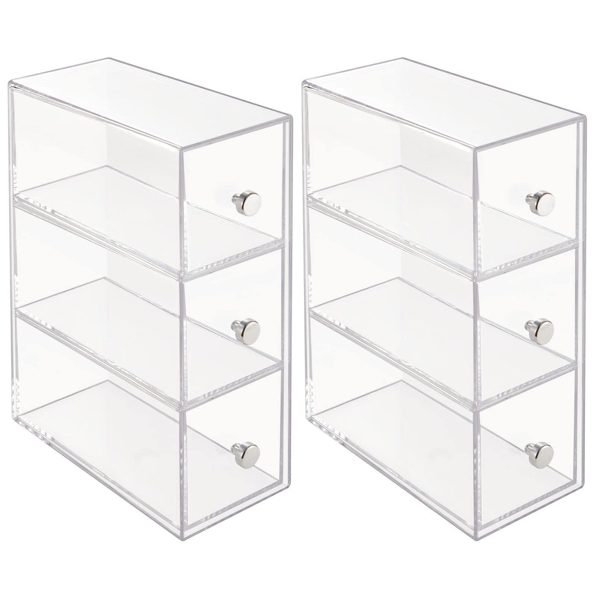 Clear 3 Drawer Plastic Stackable Desktop Organizer, 2 Pack M966274