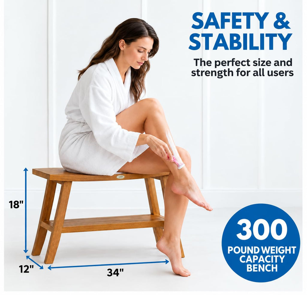 34-Inch Natural Teak Shower Bench B1773