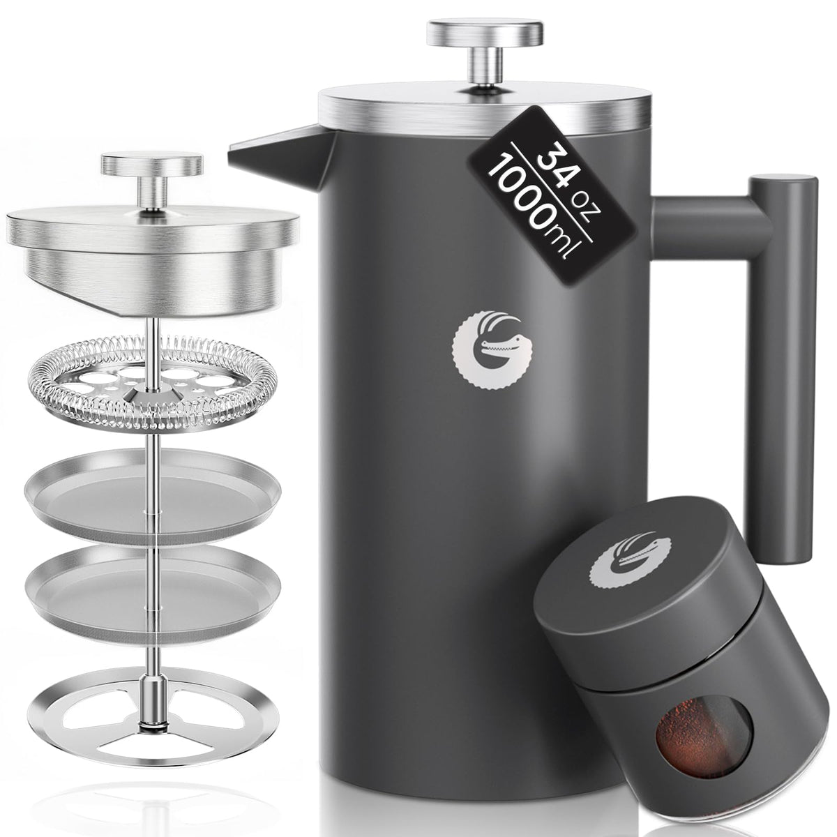 Gray 34 oz French Press Coffee Maker W325245