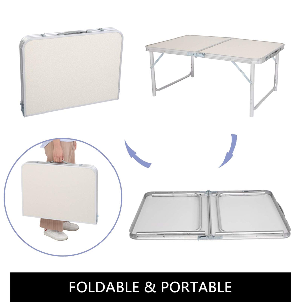 Folding Picnic Table 3FT Portable Camping Table White T203744
