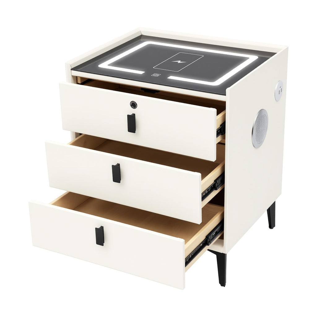 3 Drawers Nightstand with Fingerprint Lock and Wireless Charging M1201