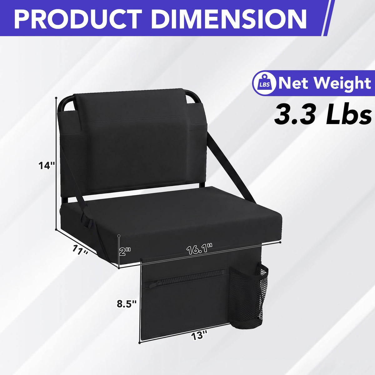 Adjustable Bleacher Chair with Back Support and Cup Holder N652484