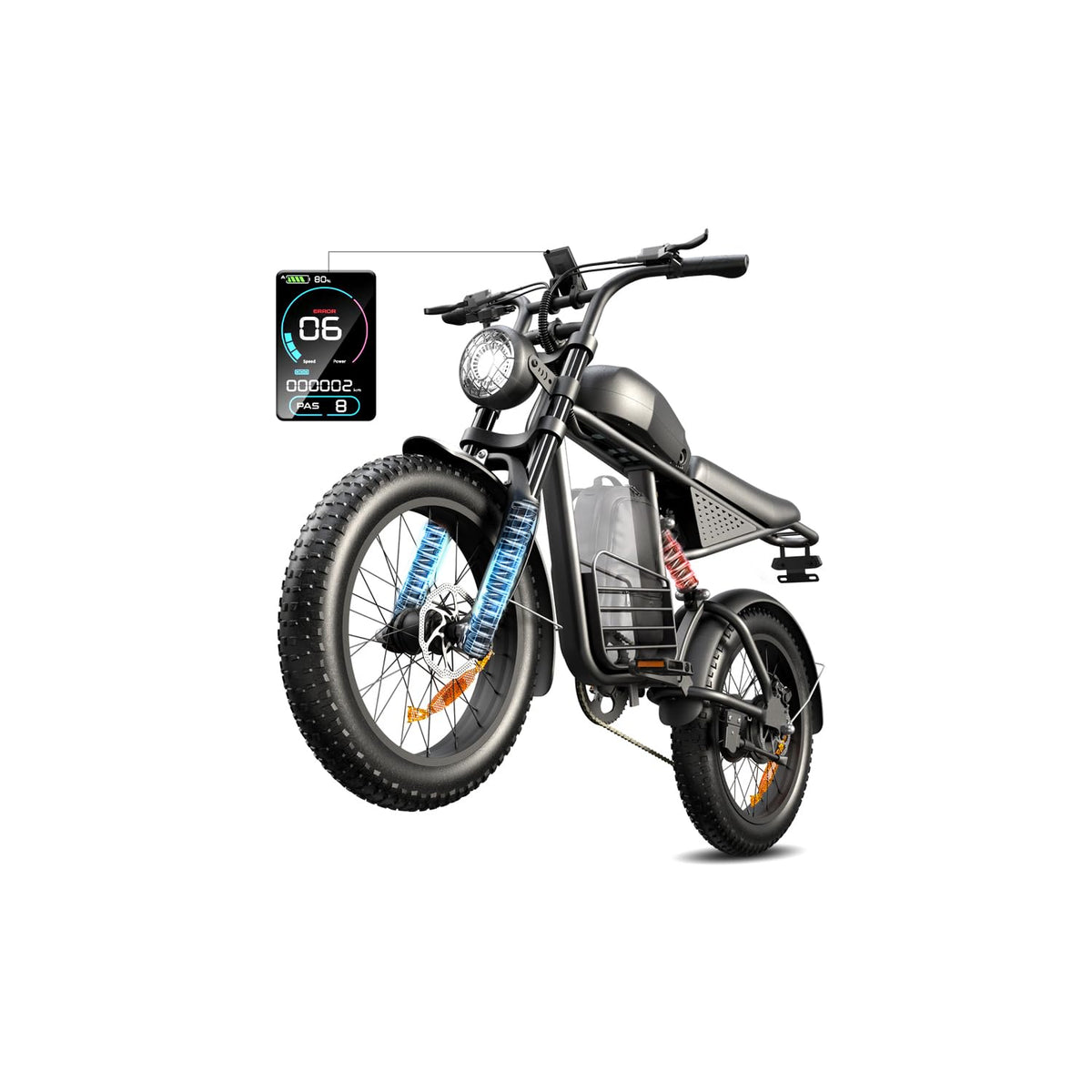 1000W Electric Bike 48V 15Ah 20" Fat Tire 7-Speed J686