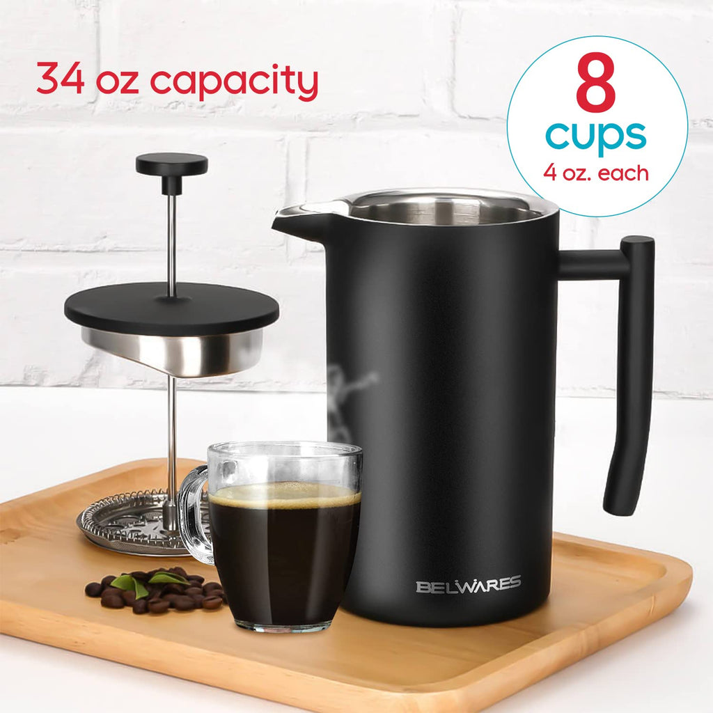 34oz Insulated Stainless Steel French Press O537