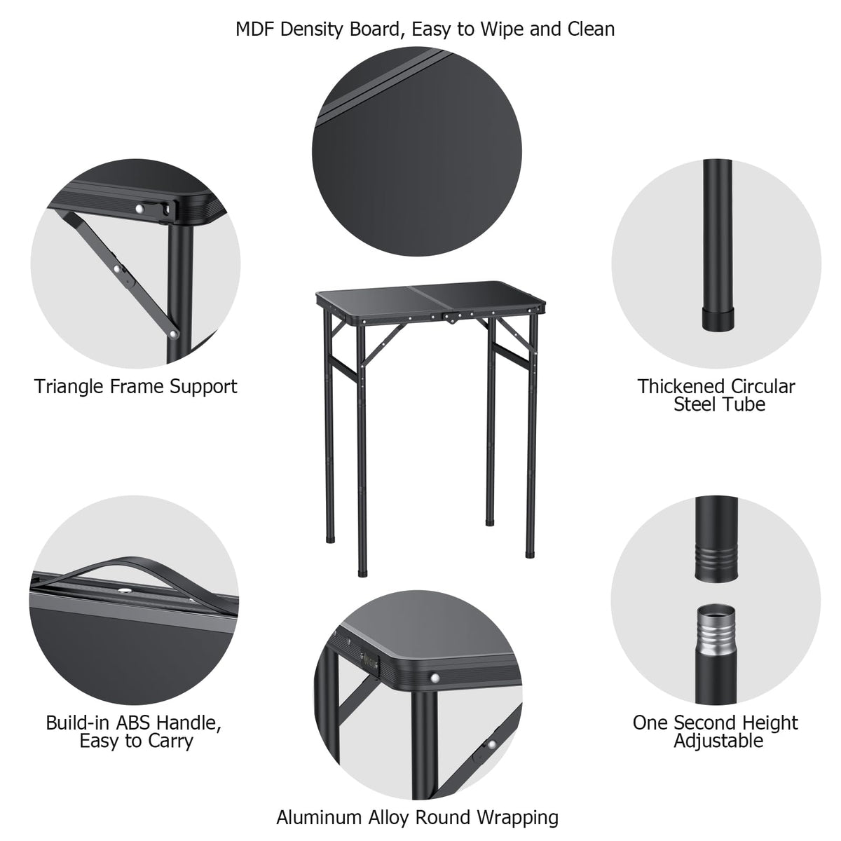 Folding Camping Table 3 Adjustable Height T192436