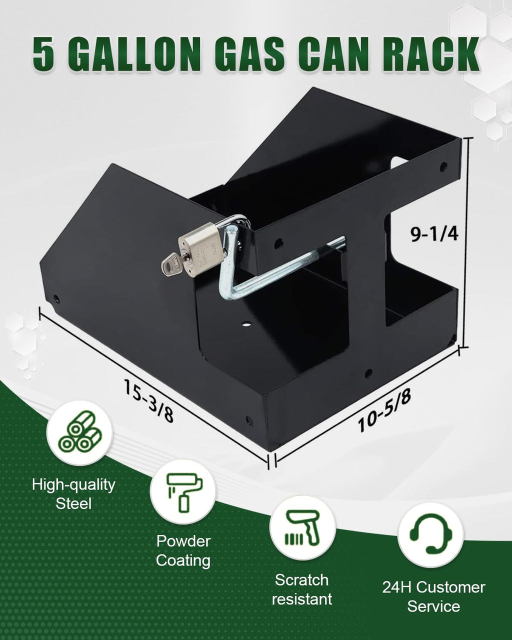 5 Gallon Fuel Gas Can Rack Holder with Lock Y39417