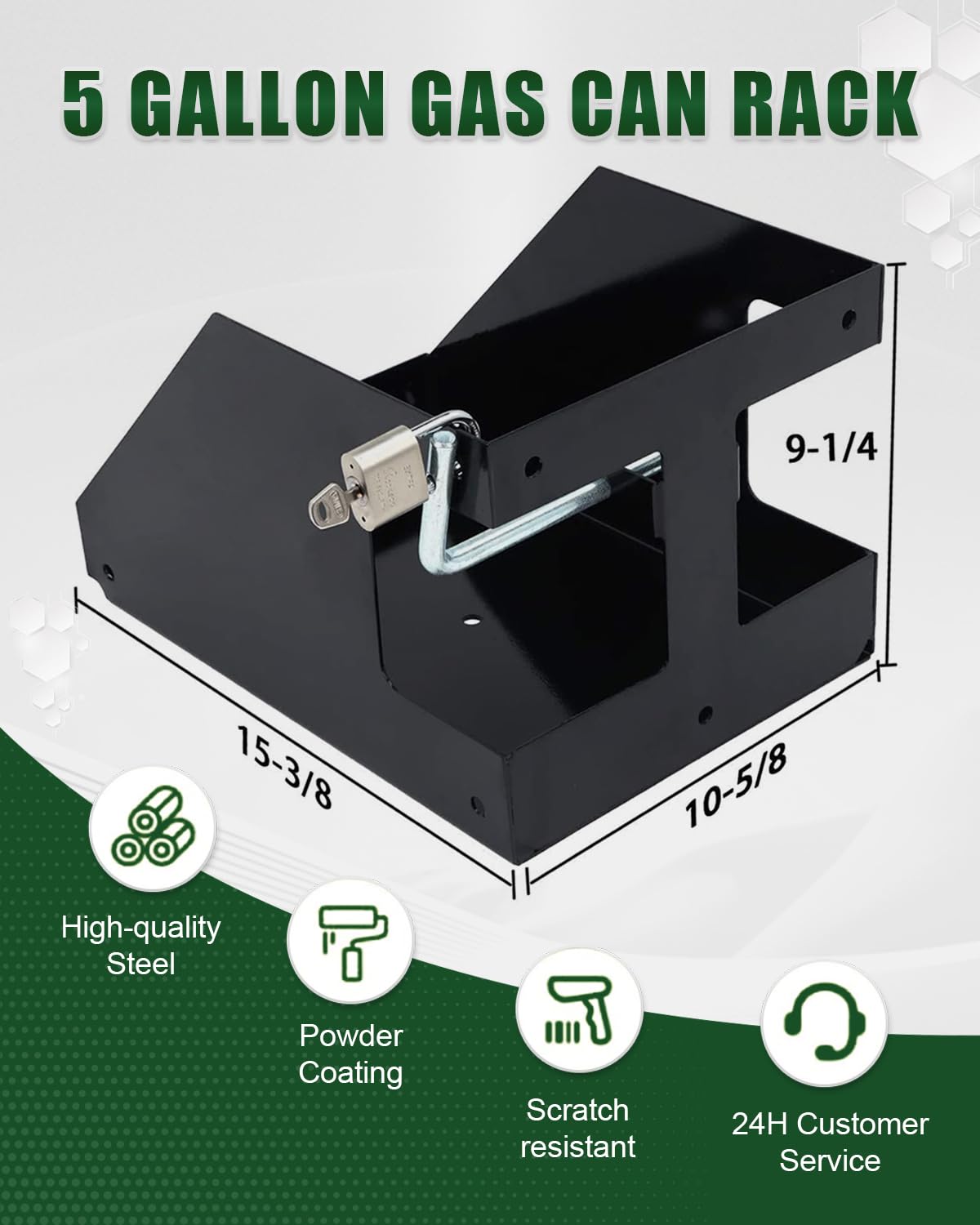 5 Gallon Fuel Gas Can Rack Holder with Lock Y39417