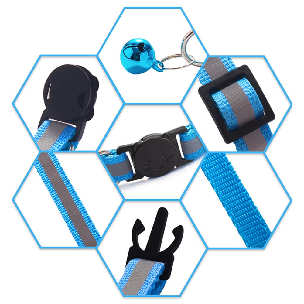 6 Pack Reflective Nylon Cat Collar with Bell Z624