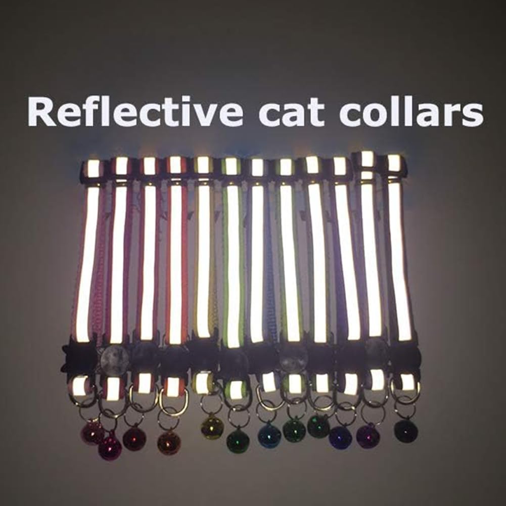 6 Pack Reflective Nylon Cat Collar with Bell Z624