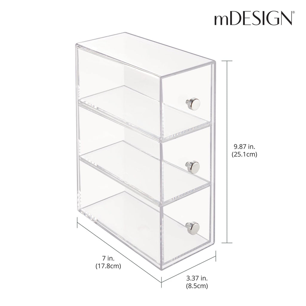 Clear 3 Drawer Plastic Stackable Desktop Organizer, 2 Pack M966274