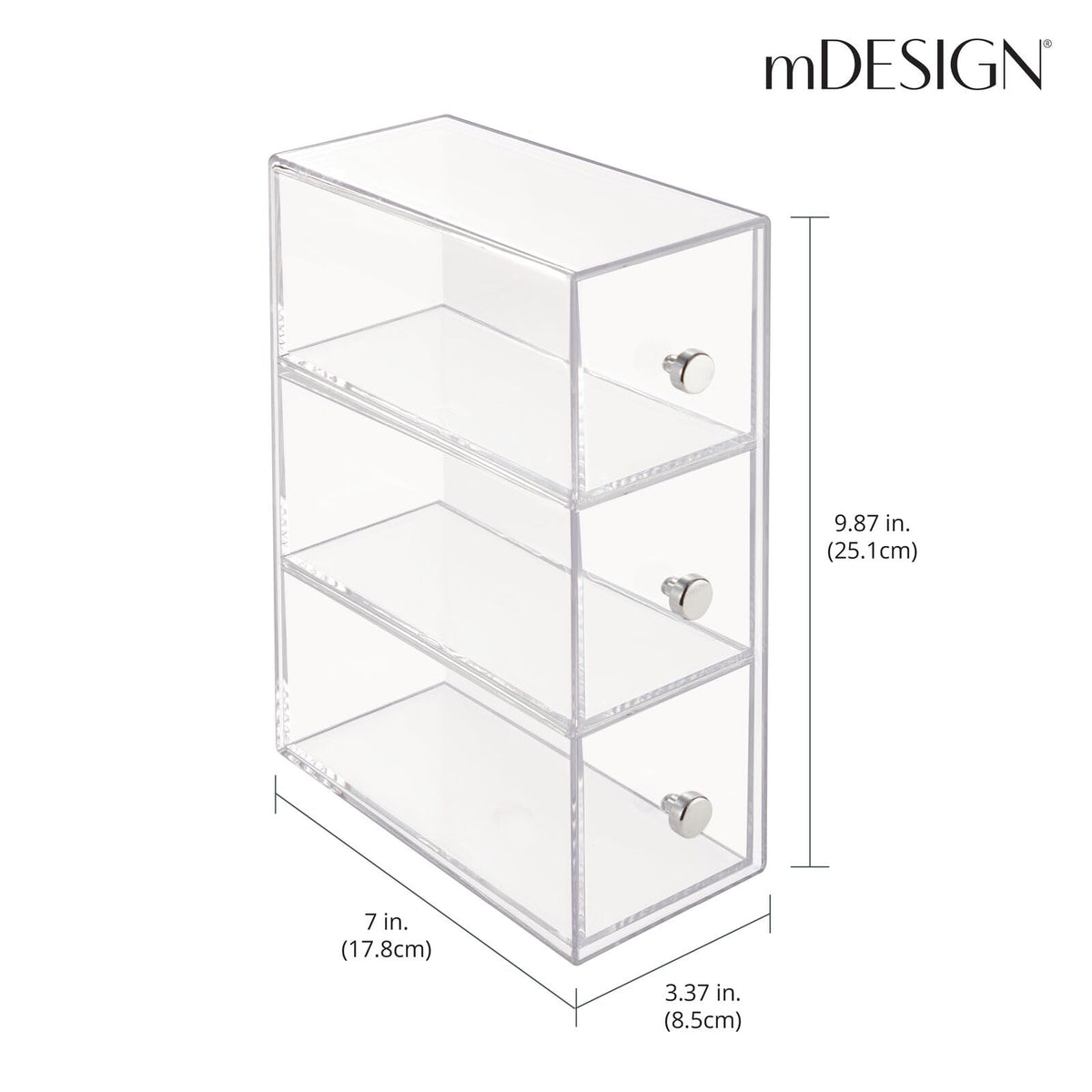 Clear 3 Drawer Plastic Stackable Desktop Organizer, 2 Pack M966274