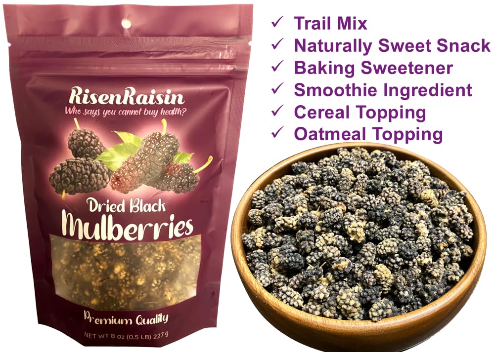 Dried Black Mulberries 8 oz No Sugar Added C56395