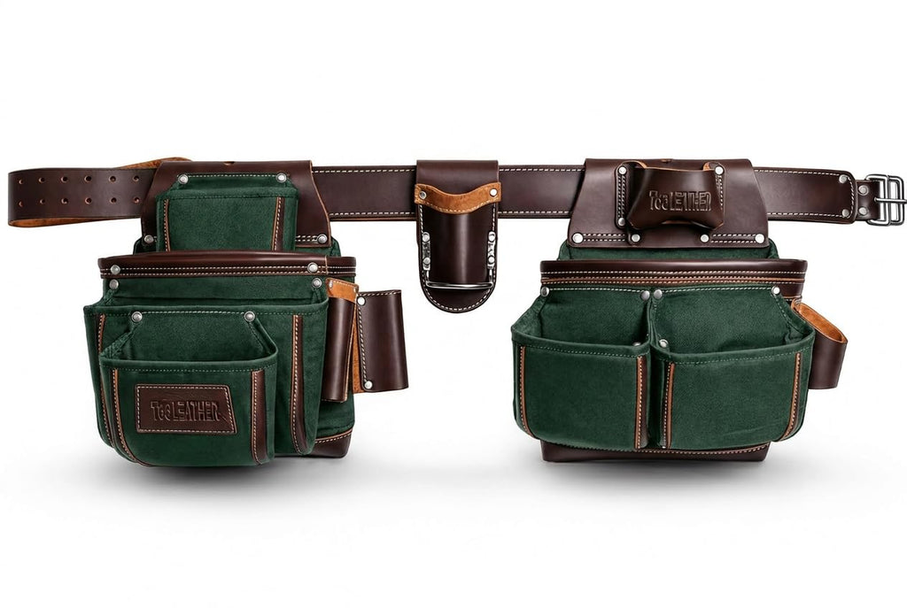 Leather & Nylon 22 Pocket Tool Belt with Hammer Holder R651