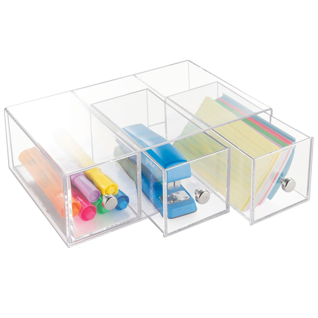 Clear 3 Drawer Plastic Stackable Desktop Organizer, 2 Pack M966274