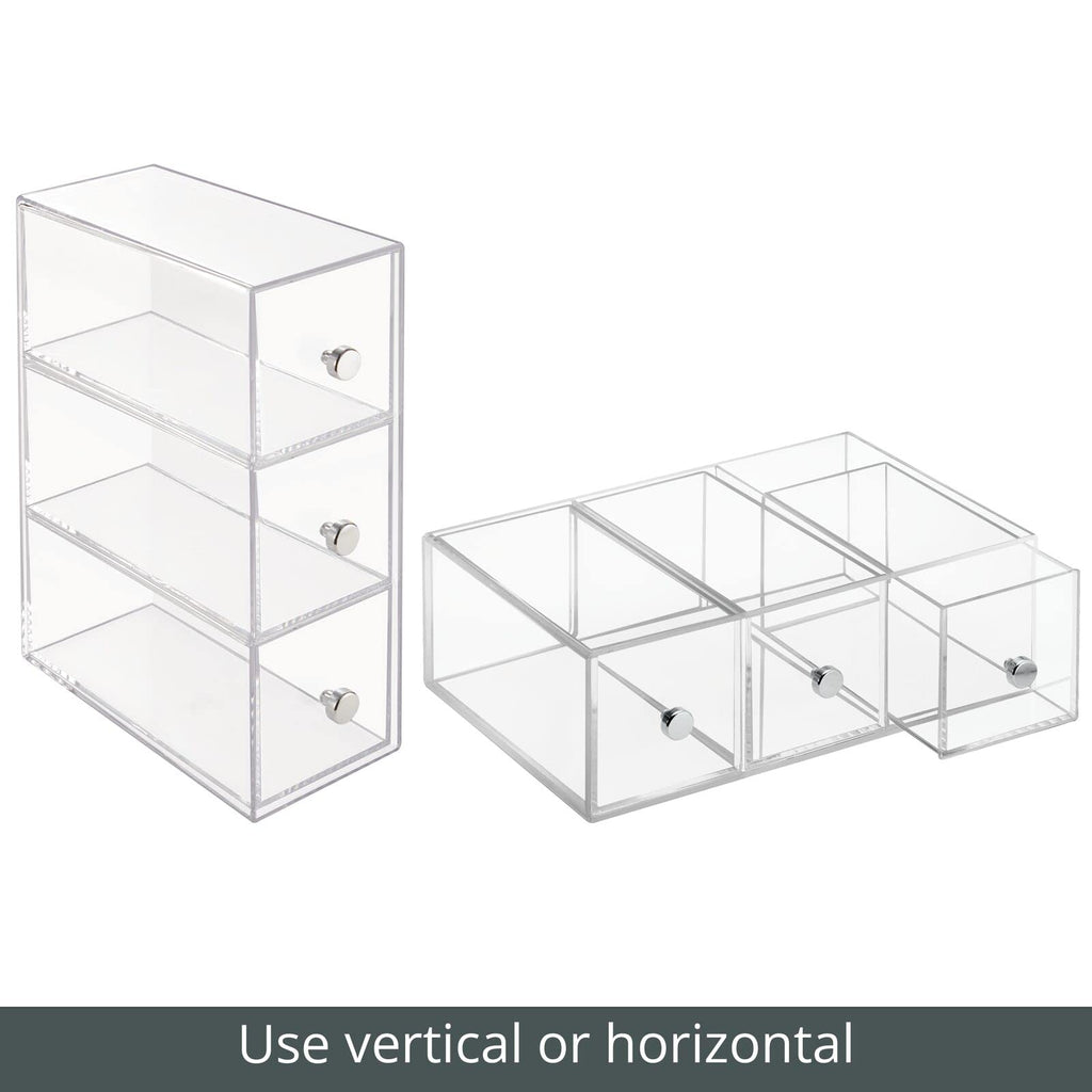 Clear 3 Drawer Plastic Stackable Desktop Organizer, 2 Pack M966274
