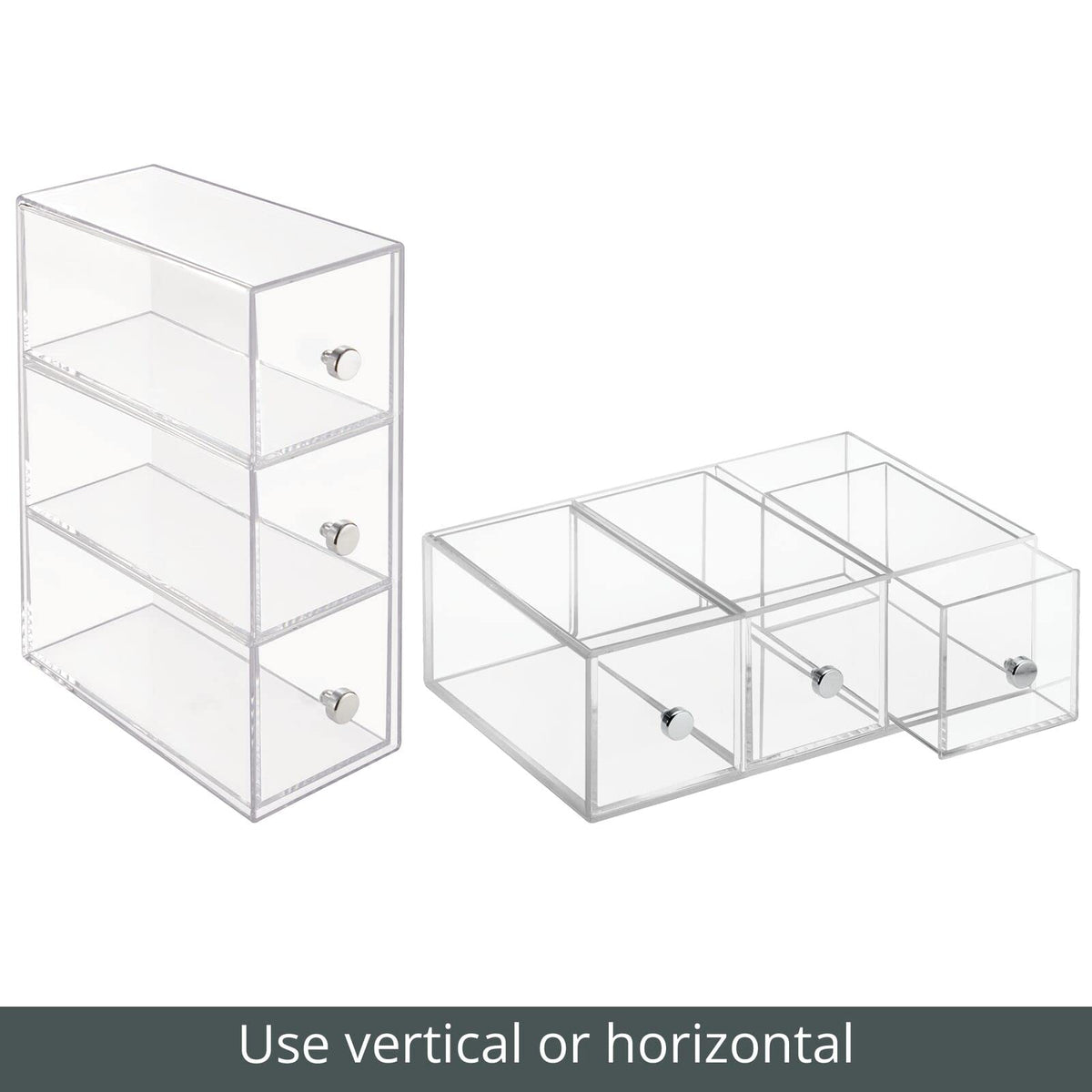 Clear 3 Drawer Plastic Stackable Desktop Organizer, 2 Pack M966274