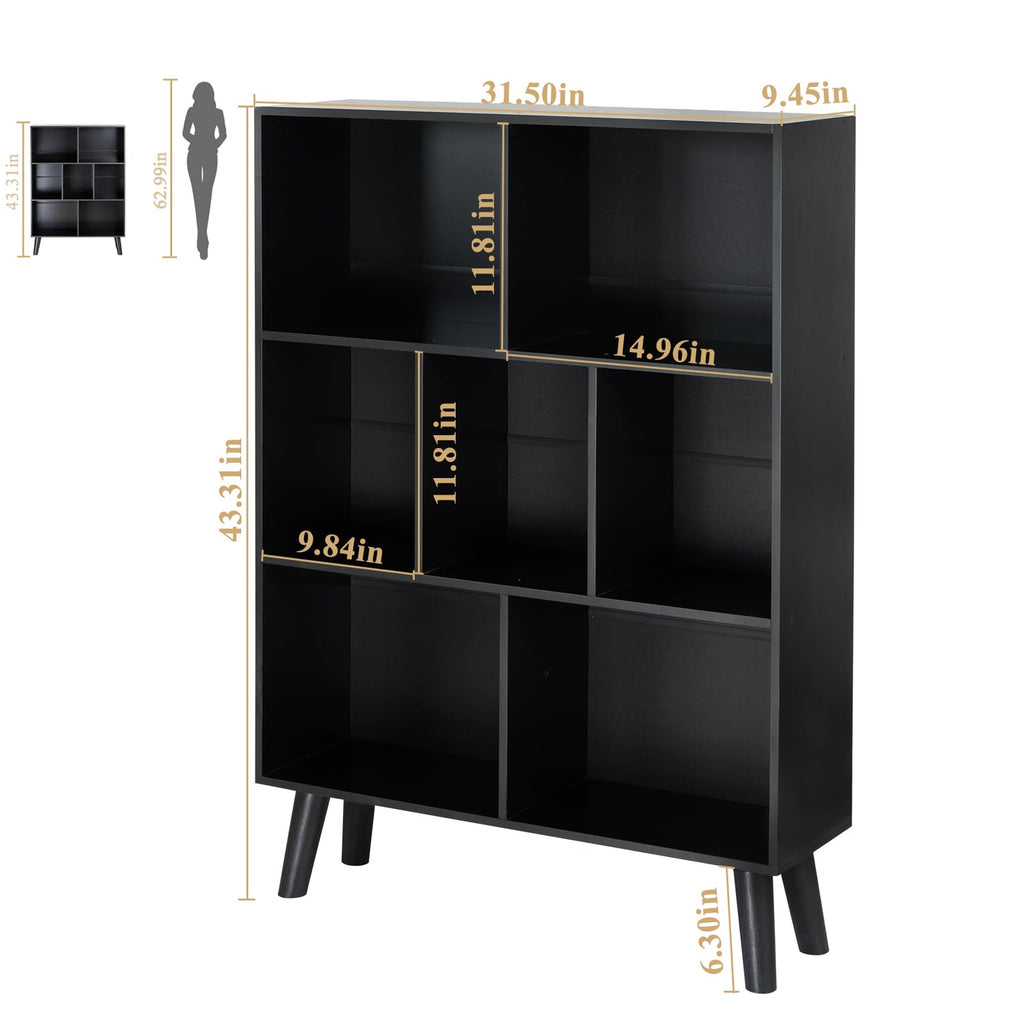 Black 3 Tier Wood Bookshelf H50093