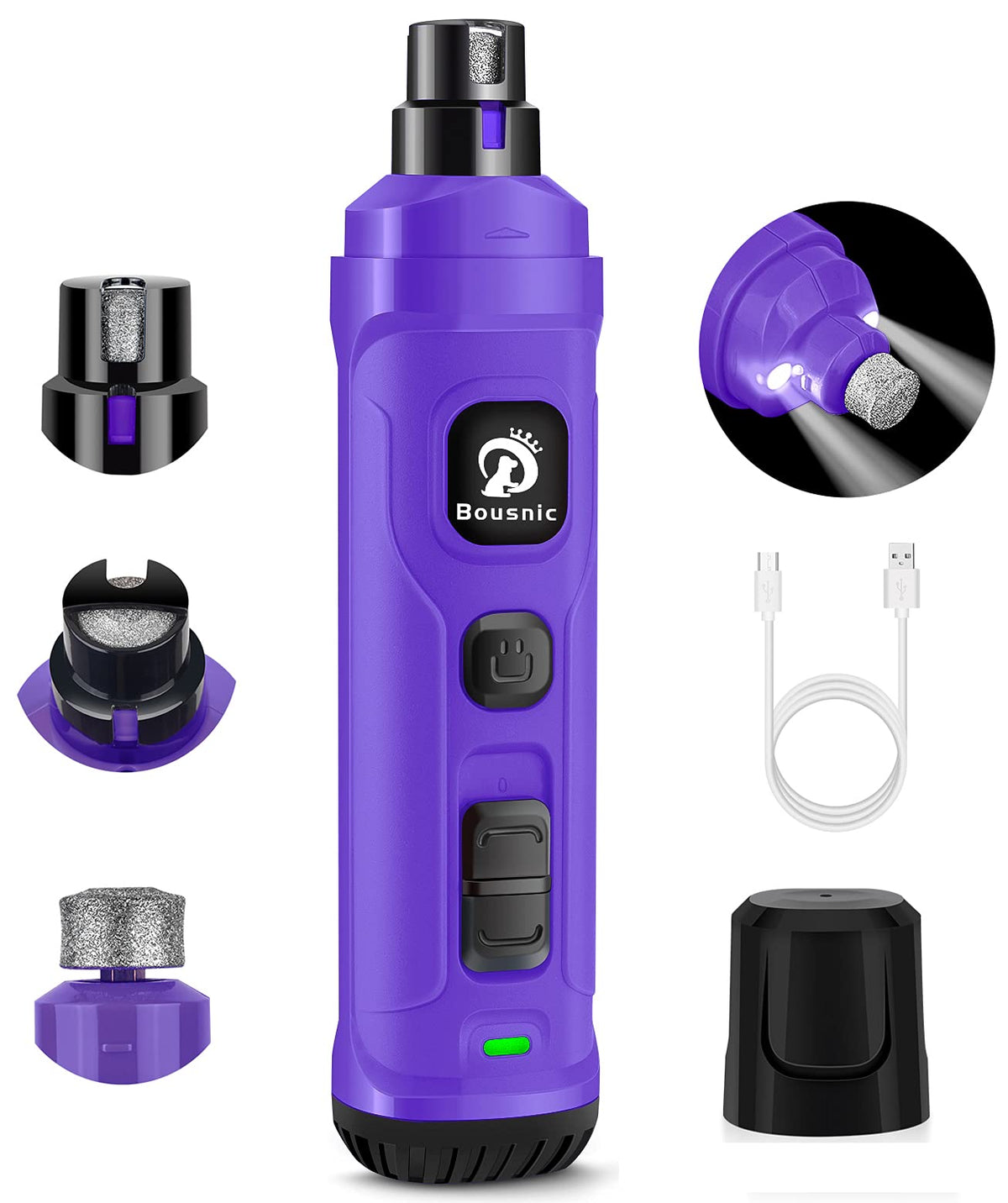 2-Speed Electric Dog Nail Grinder with 2 LED Light H4144