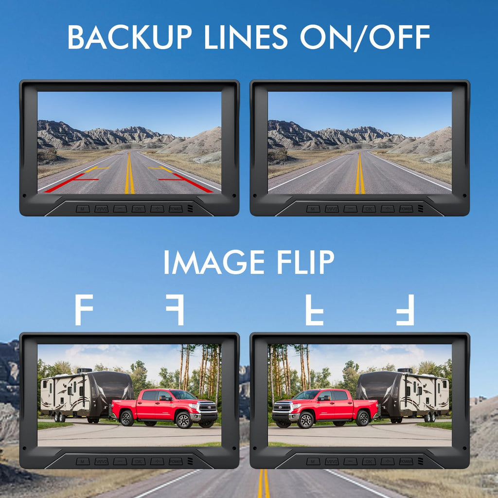 7'' Wired Dual RV Backup Camera System 1080P HD U790