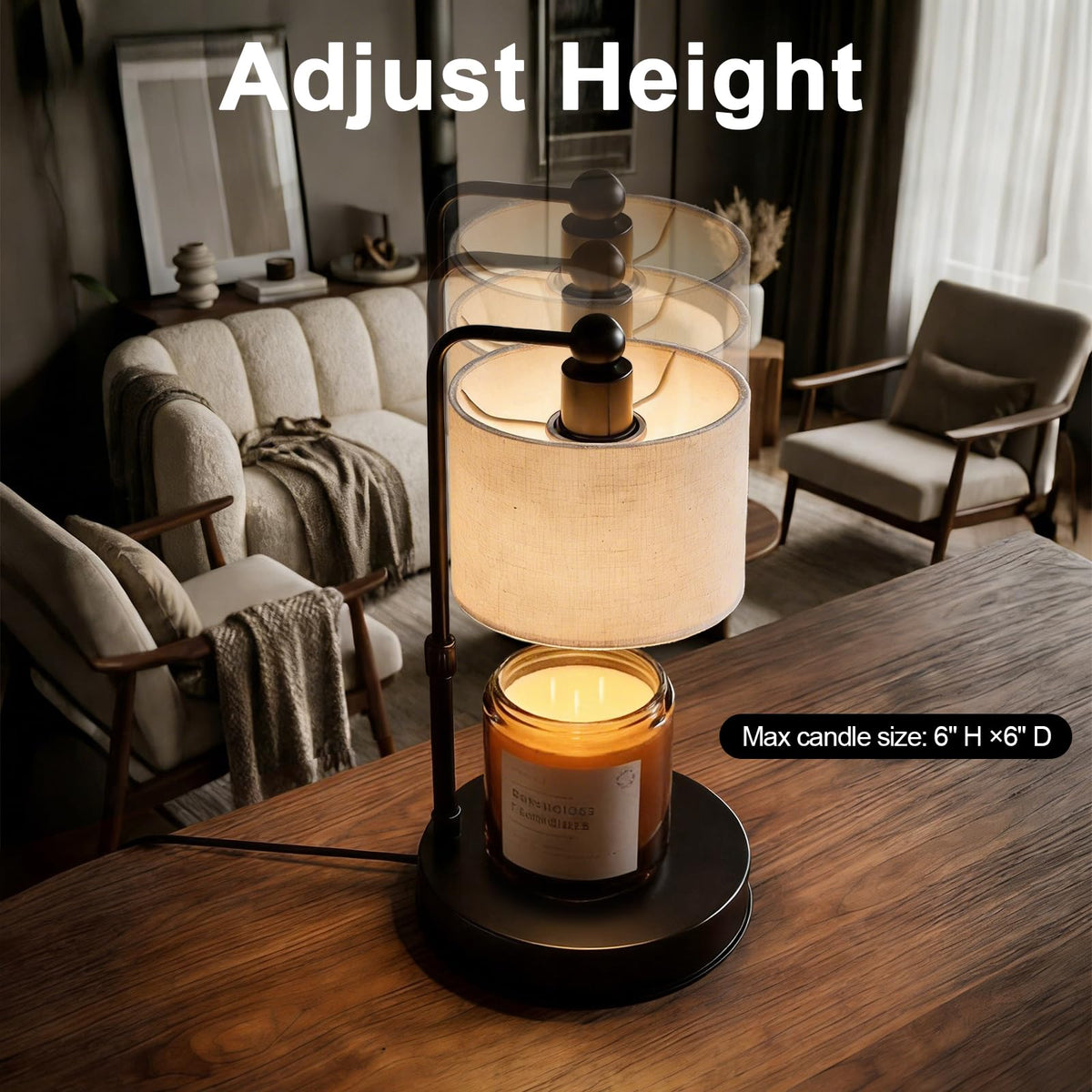Black Dimmable Candle Warmer Lamp with Timer O53323