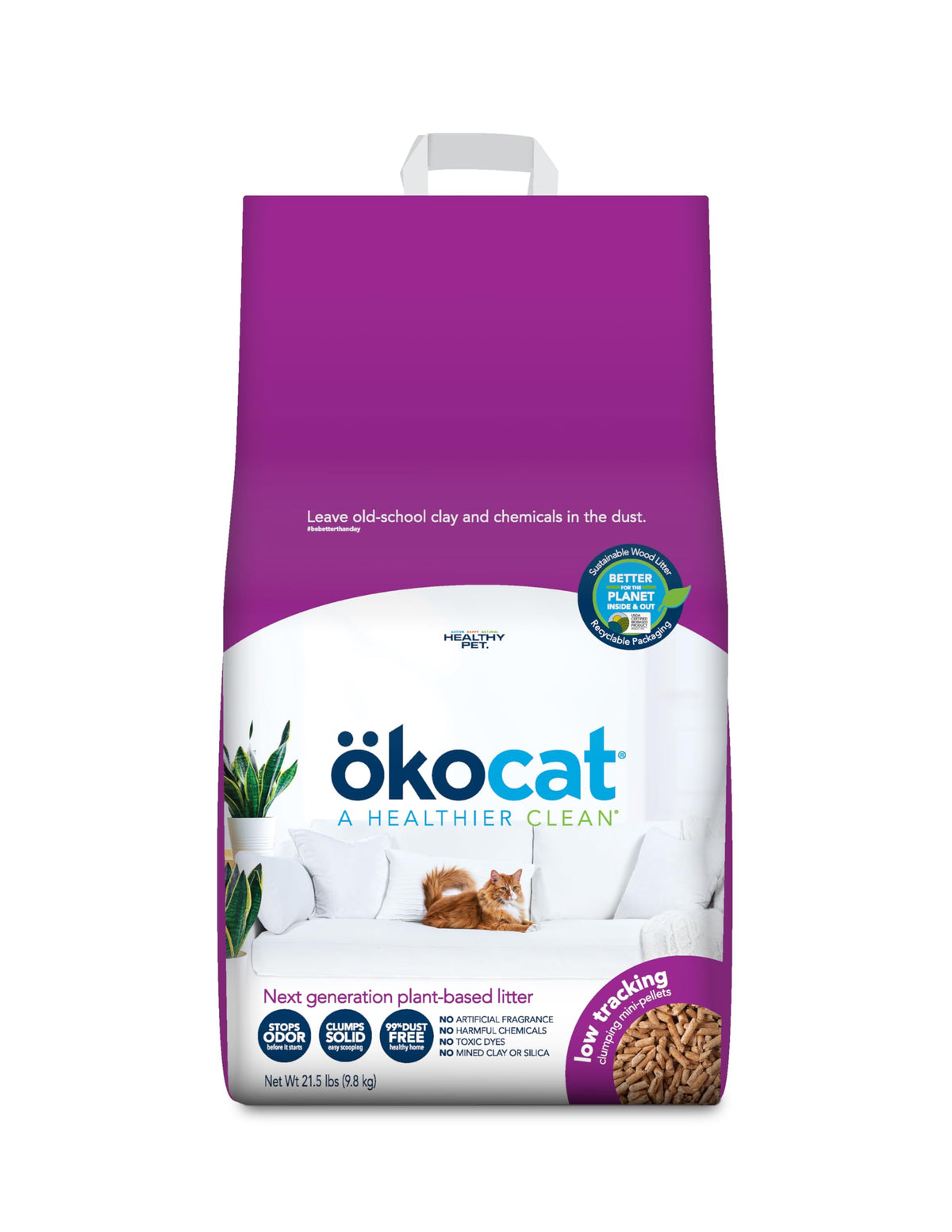 Low Tracking Natural Wood Clumping Cat Litter 21.5 Lbs N40829