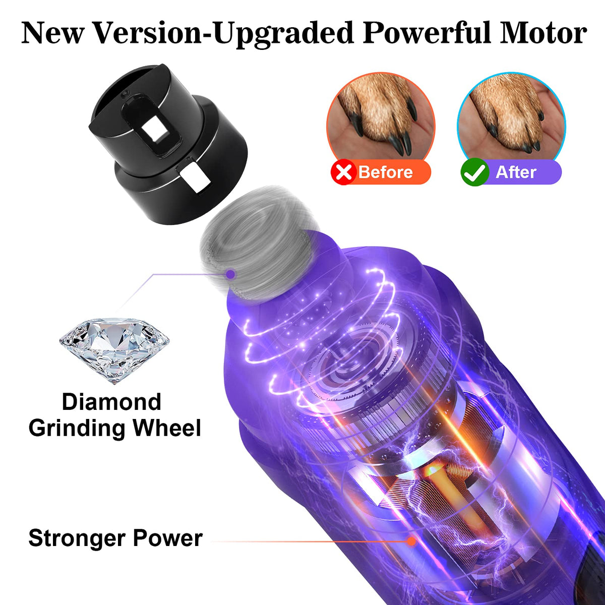 2-Speed Electric Dog Nail Grinder with 2 LED Light H4144
