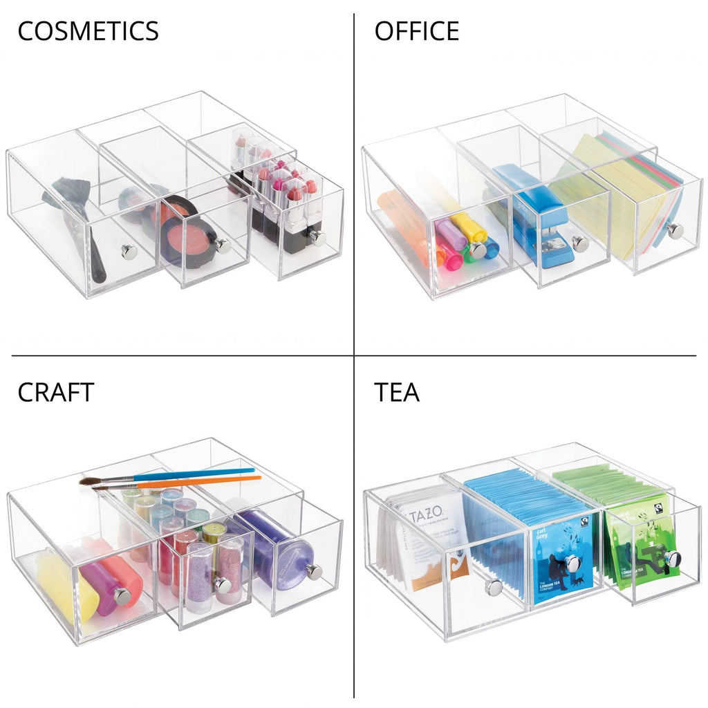 Clear 3 Drawer Plastic Stackable Desktop Organizer, 2 Pack M966274