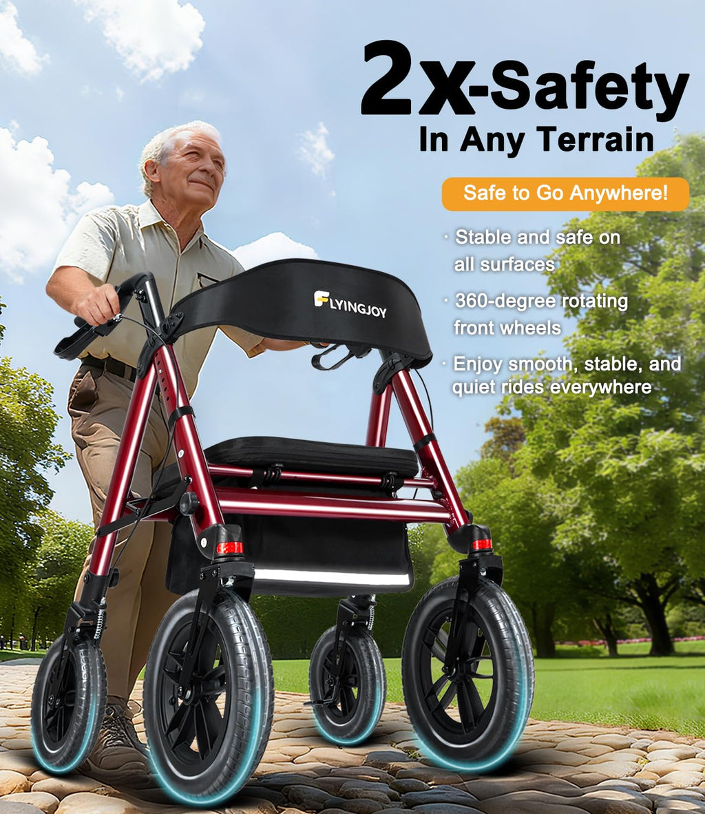 Heavy-Duty Bariatric Rollator Walker with Seat U957
