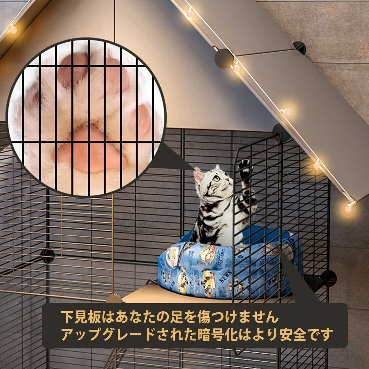 2-Tier Folding Metal Cat Cage with Hammock Y8832