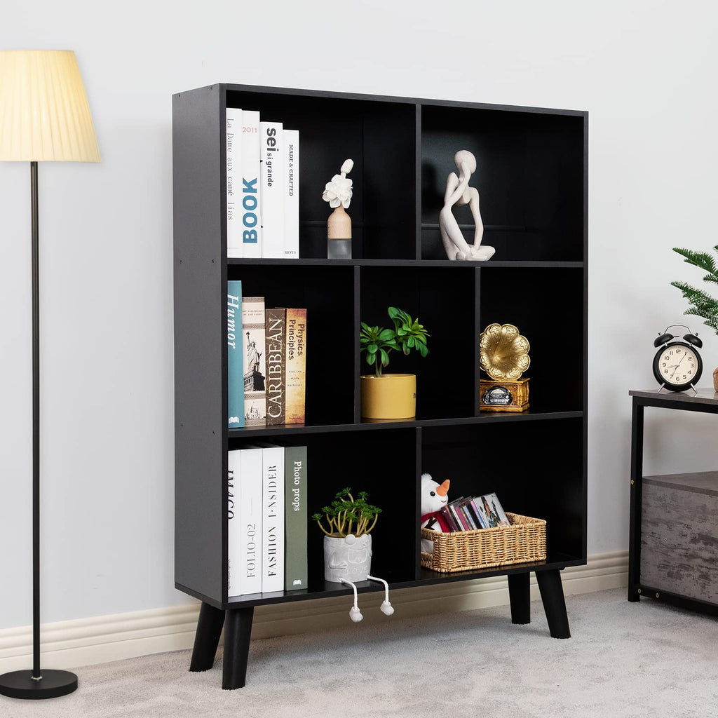 Black 3 Tier Wood Bookshelf H50093