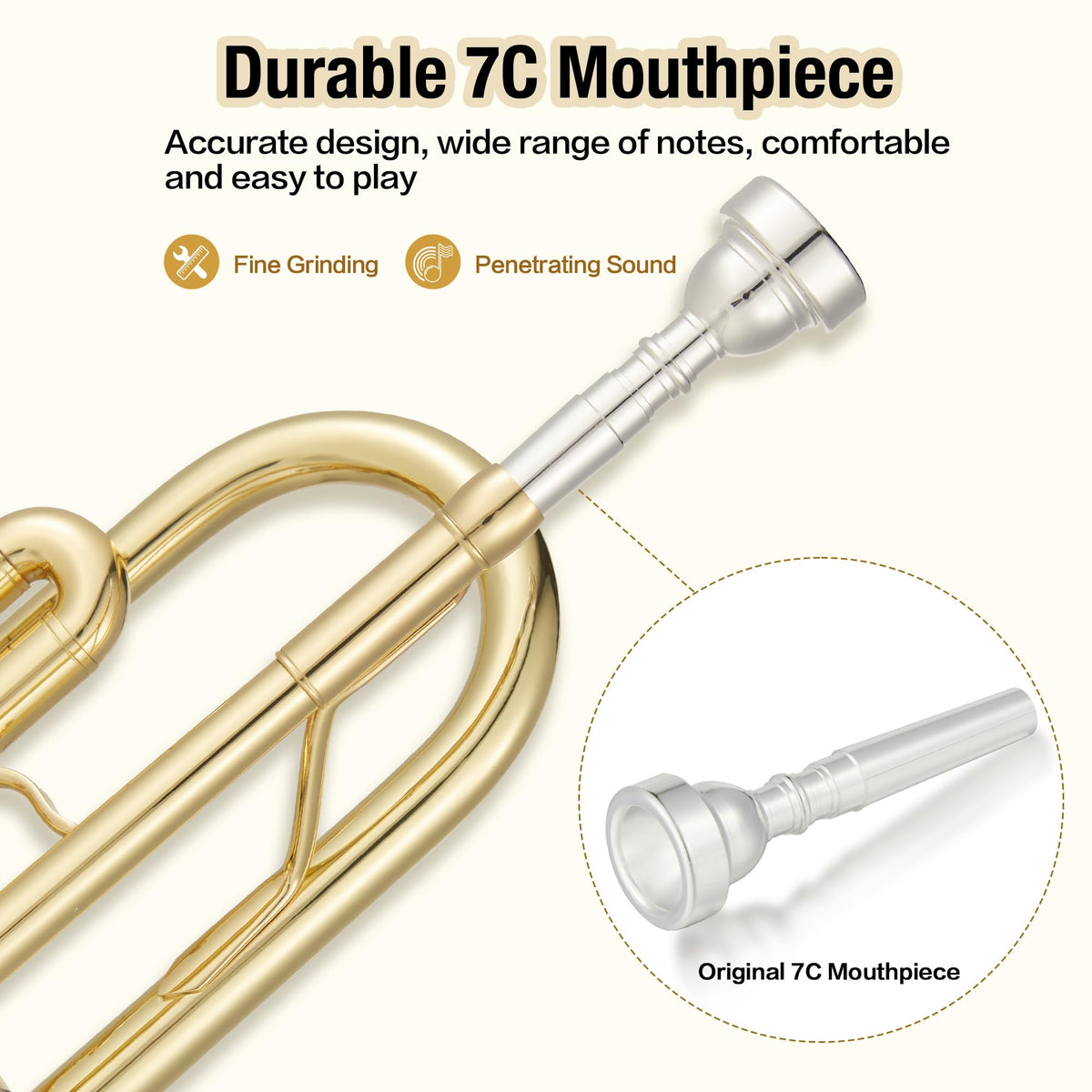 Brass Standard Trumpets with Bag, Mouthpiece, Strap, Gloves, Cleaning Cloth, Trumpet Oil V227825