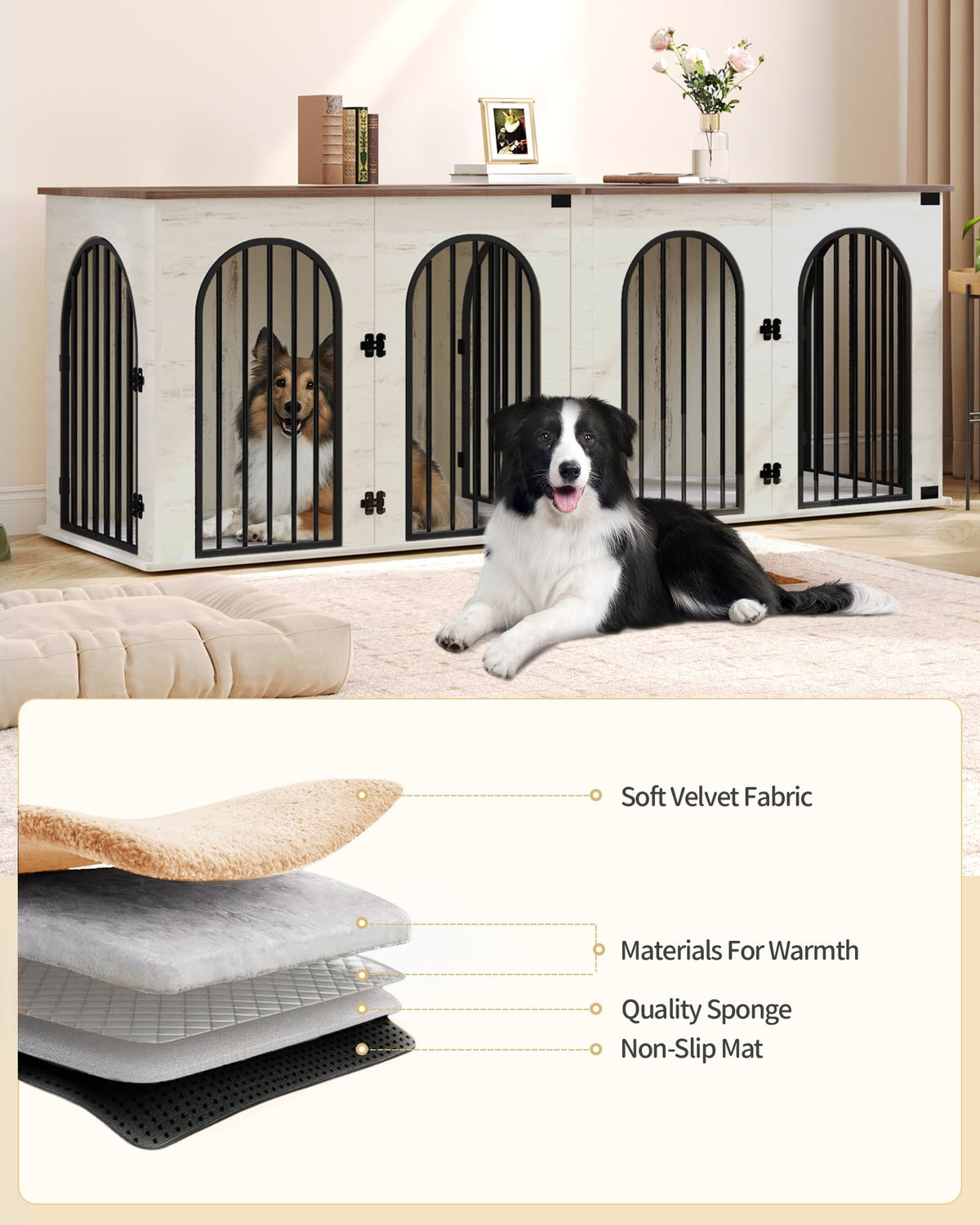 Double Dog Crate Furniture with Cushion F67620