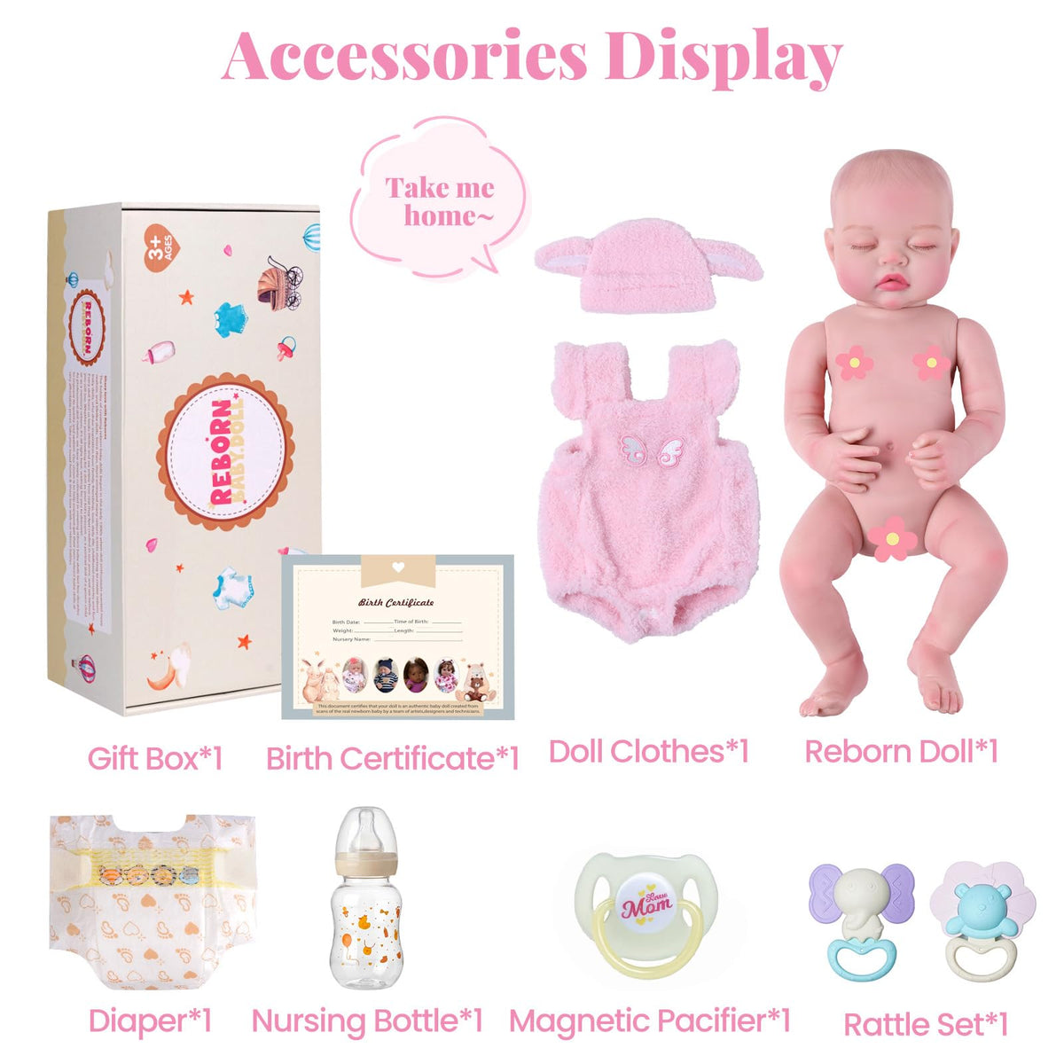 20 Inch Reborn Baby Dolls Girl with Accessories I299