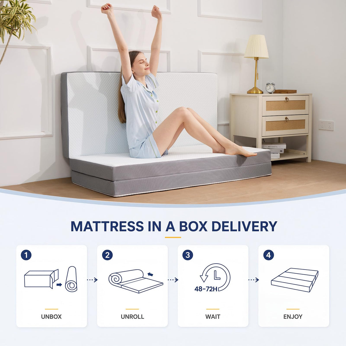 6 Inch Memory Foam Trifold Folding Mattress G379