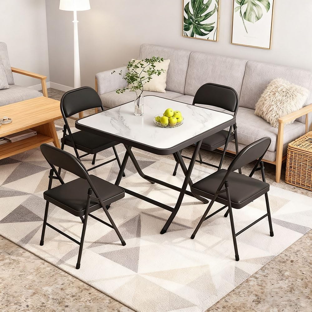 Black Folding Bar Stool with Backrest and Footrest L59459