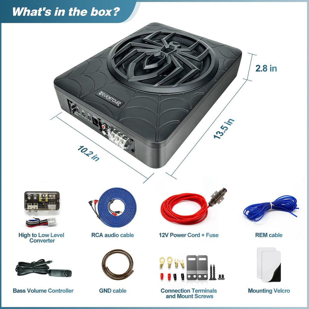 10" 1200W Powered Car Subwoofer with Amplifier O737