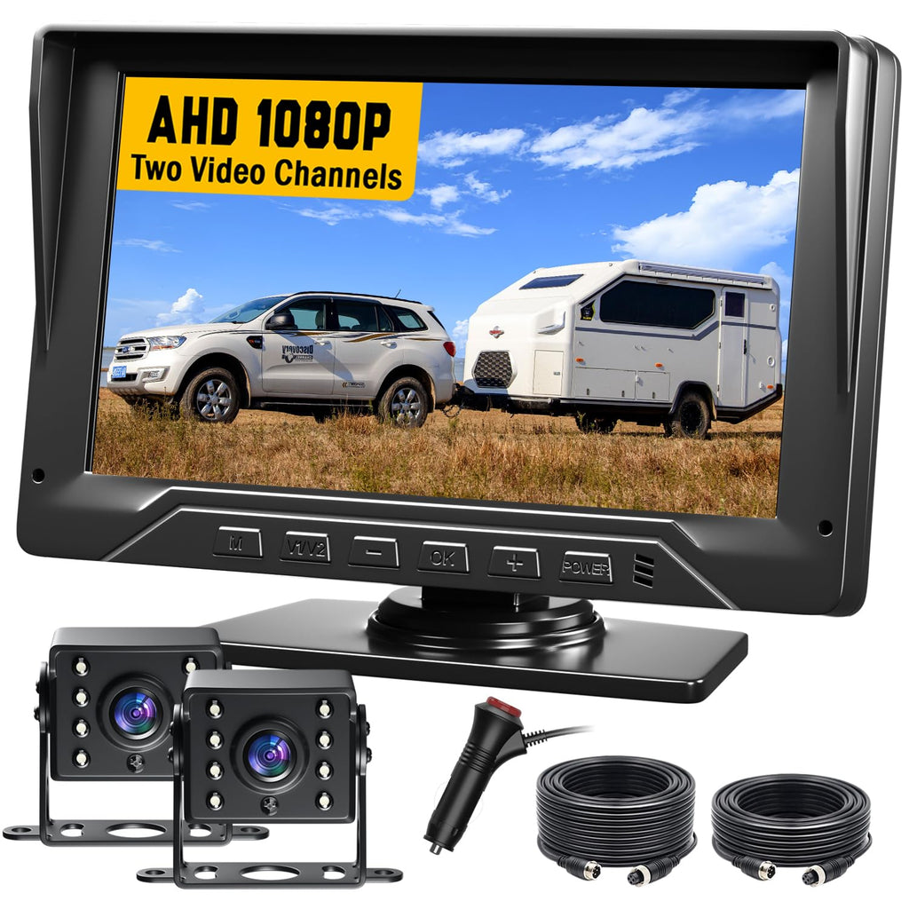 7'' Wired Dual RV Backup Camera System 1080P HD U790